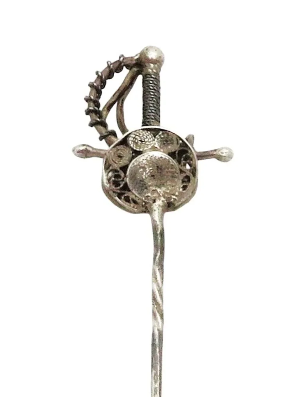 Antique Edwardian Sterling Silver Sword Dagger Stick Pin c .1910 Figural Rapier